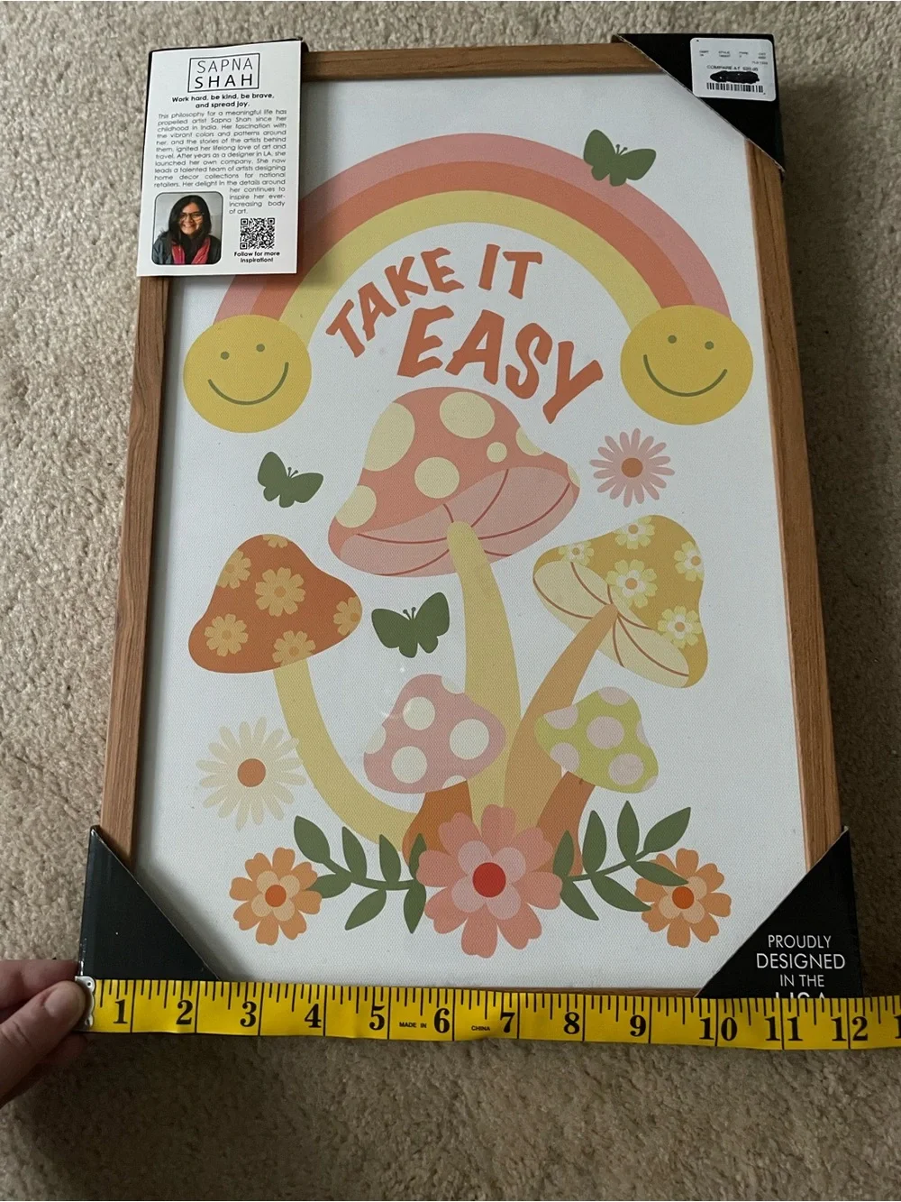 Take It Easy Rainbow Mushroom Wall Art - - Pastel Multi